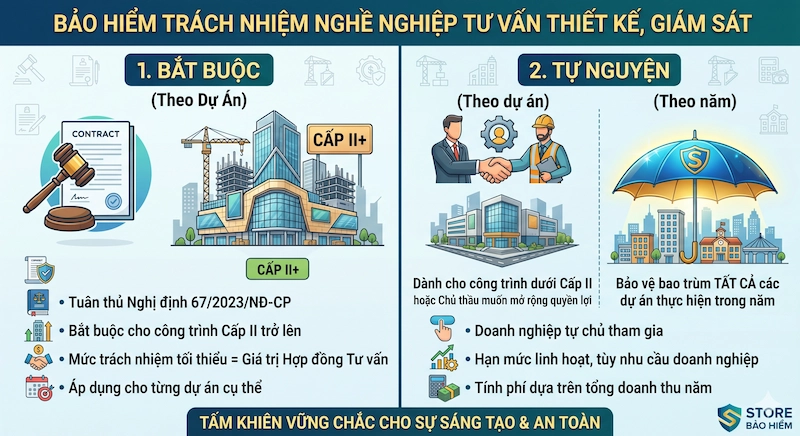 Hai loại hình bảo hiểm trách nhiệm nghề nghiệp tư vấn thiết kế giám sát