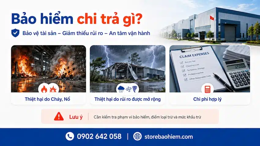 Phạm vi bảo hiểm và chi phí bồi thường cháy nổ nhà xưởng