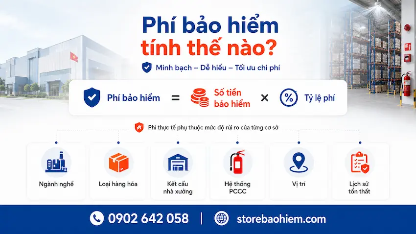 Cách tính phí bảo hiểm cháy nổ kho hàng nhà xưởng