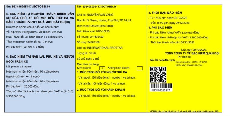 bảo hiểm ô tô bắt buộc