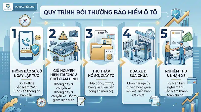 Bảo hiểm xe ô tô 2 chiều 3 Quy trình bồi thường bảo hiểm ô tô