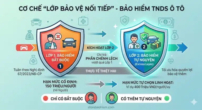 So do co che boi thuong noi tiep bao hiem trach nhiem dan su bat buoc va tu nguyen xe o to