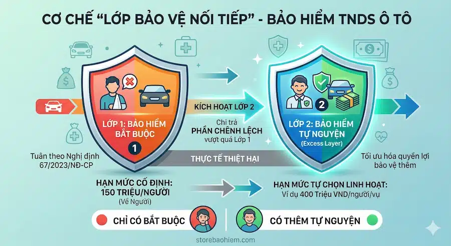 So do co che boi thuong noi tiep bao hiem trach nhiem dan su bat buoc va tu nguyen xe o to